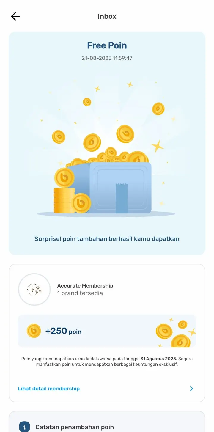 Update Poin Member Bliss